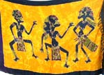 Fashion batik yellow rayon sarong wrap motif two tribal talking to king tribal 