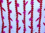 White batik sarong wrap motif flowers and leafs hanging on red wavy line design