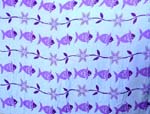 Creamy rayon wrapping sarong motif purple flower and fish in twist pattern design