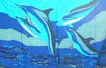 Royal blue wrapping sarong motif dolphins swimming in the sea