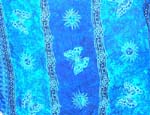 Triple section tie-dye sarong wrap motif sun and butterfly pattern