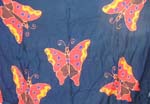 Batik black rayon sarong wrap with multi red queen butterflies
