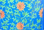 Deep blue, green and orange sarong wrap motif summer floral scene in assorted design, randomly picked by warehouse staff
