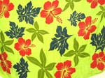 Green rayon wrapping sarong with hibiscus floral garden
