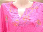 Assorted rayon adult lady embroidery shirt top with long sleeves design