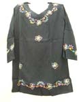 Assorted rayon lady rainbow floral embroidery shirt V neck top with 3/4 sleeves design