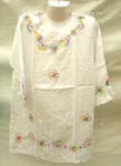 Assorted rayon lady rainbow floral embroidery shirt top with 3/4 sleeves design