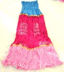 Assorted color crinkle summer long lady's skirt