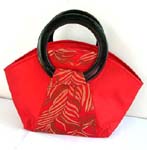 Chinese brocade silk black plastic long leafs purse in assorted color design