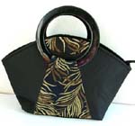 Chinese brocade silk black plastic long leafs purse in assorted color design