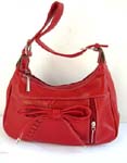 Butterfly knot ladies red pvc leather 2 ways use 2 layers handbag