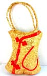  Fashion golden Chinese silk clothing feature tote purse with smoky rose pattern 