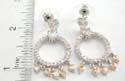 Brass base studs earring with clear cz round ring hanging 5 champagne heart love