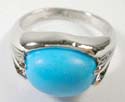 Fashion ring with wide band design and imitation turquoise inlaid