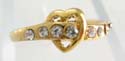Fashion gold ring with mini clear cz embedded heart love in the middle