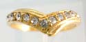 Fashion gold ring motif curved line design with mini clear cz inlaid