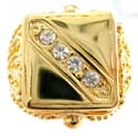 Fashion gold ring motif square pattern with diagonal line embedded mini clear cz and filigree flower design