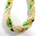 Fashion hemp key chain with twisted assorted color beaded string design