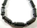 Fashion hematite necklace with long round shape beads and flat round beads design