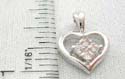 Heart love frame rhodium pendant with diamond shape clear cz in the middle