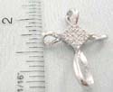 Rhodium celtic cross pendant embedded mini clear cz forming in diamond shape pattern