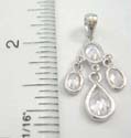 Dangle water-drop pendant made of rhodium and mini clear cz inlaid