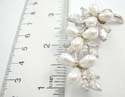 Royal fashion rhodium imitation fresh water pearl pin with cz leafs design 