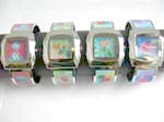 3D nature scene bangle watch motif in square clock face, in assorted design and color