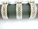 Assorted color fashion cuff watch motif in flower clock face and multi S shape on bangle design