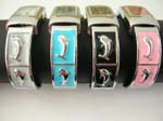 Multi dolphin bangle watch with long thin rectangular clock face design in assorted color