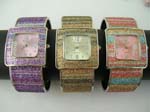 Wide rectangular fashion man's watch with assorted sparkle color design