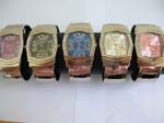 Fashion bangle watch with box shape in assorted solid color design