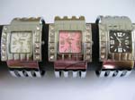 Square cuff waist bangle watch in assorted color design and slotted cuff bangle design