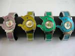 Fashion cuff bangle watch embedded assorted color dolphin feature with round watch design