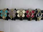 Enamel assorted color fashion bangle watch with butterfly feature