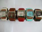 Flat rectangular strap watch with assorted color design