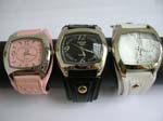 Leather strap fashion rectangular watch with assorted color design