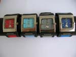 Assorted color sport ribbon watch with rectangular clock face