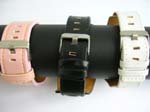Leather strap fashion rectangular watch with assorted color design