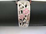 Flower clock face bangle watch with pinky floral garden on bangle 