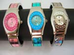 se assorted clock bangle watch motif flower pattern around the clock face and sparkle square on bangle