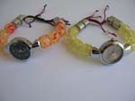 Assorted color glass bead bangle watch with adjustable Chinese craft knot for closure