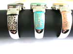 Fashion flip top enamel bangle watch with triple dolphin design