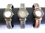 Bronze round cuff bangle watch with link bangle design