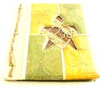 Handmade banana leaf cover photo album with turtle design, made of natural banana leaf, tree sticks, mulberry papers, recycling paper etc.