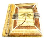 Large and thick rectangular handmade photo album with single coconut tree design, made of natural banana leaf, tree sticks, mulberry papers, recycling paper etc.