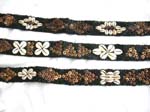 Assorted design in black color seed beads and seashell and coconut wooden button belt with two strings for closure