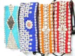 Assorted color or design seashell and seed bead belt with two strings for closure