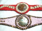 Assorted color seed bead belt with abalone seashell buckle or coconut wood buckle design, two strings for closure