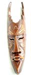 Long face carved-in line pattern mask with angry facial and dotted white curvy line design